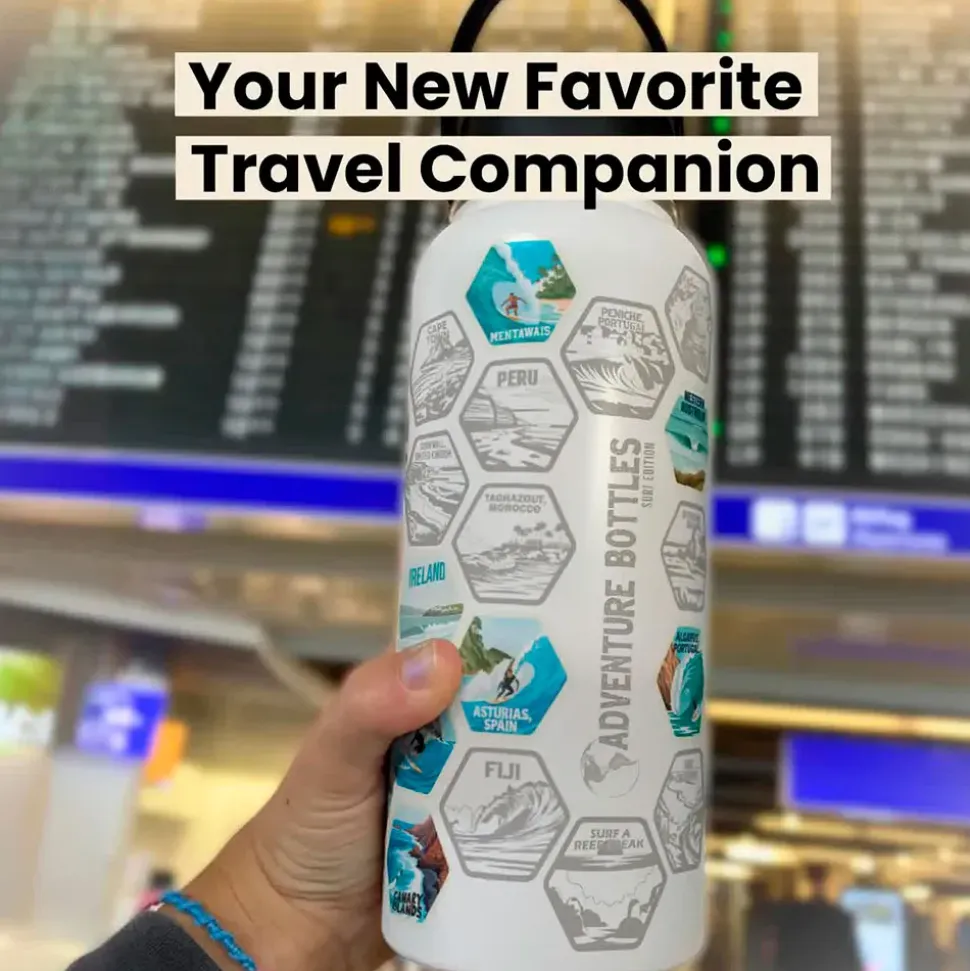 Awesome Maps Botella térmica Adventure surf+stickers