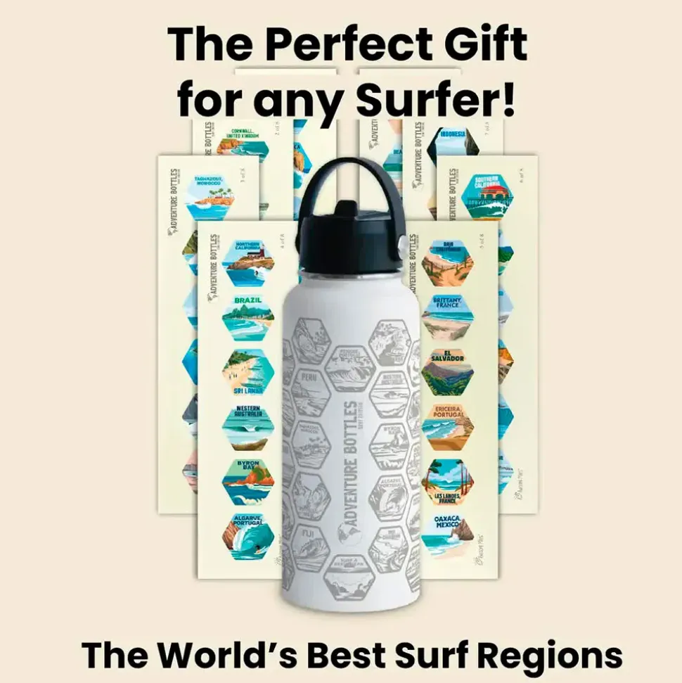 Awesome Maps Botella térmica Adventure surf+stickers