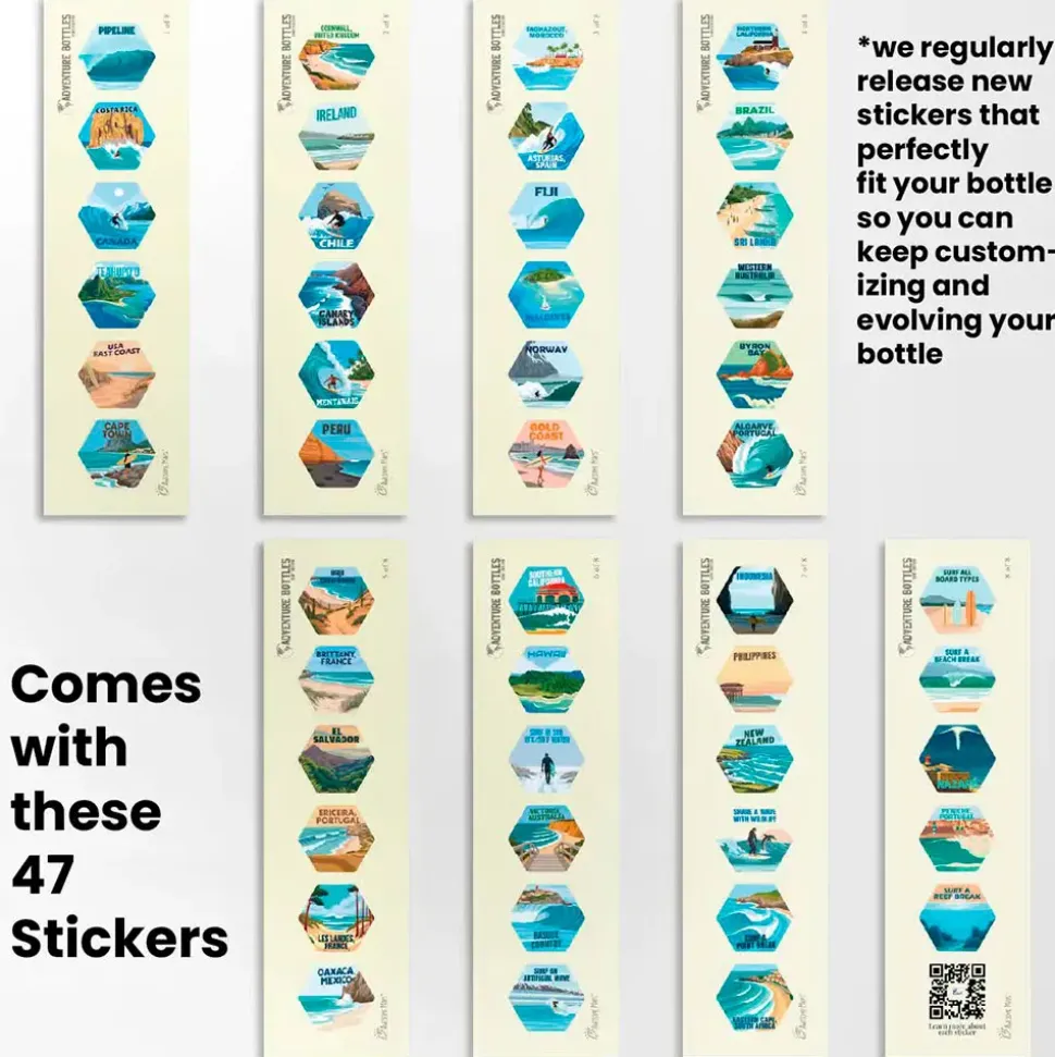 Awesome Maps Botella térmica Adventure surf+stickers