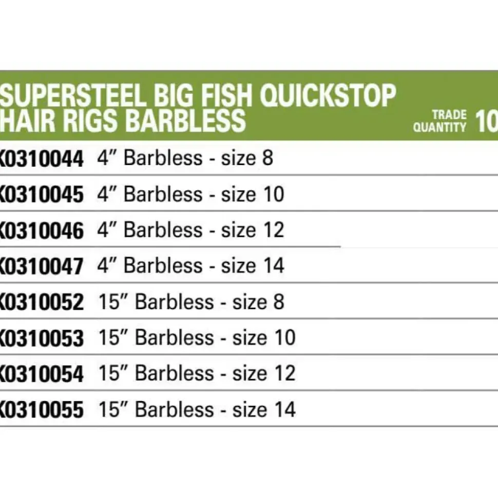 Korum Bajos línea Big Fish Barbless 10 cm