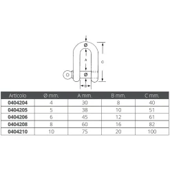 Oem Marine D Long Shackle Acero inoxidable