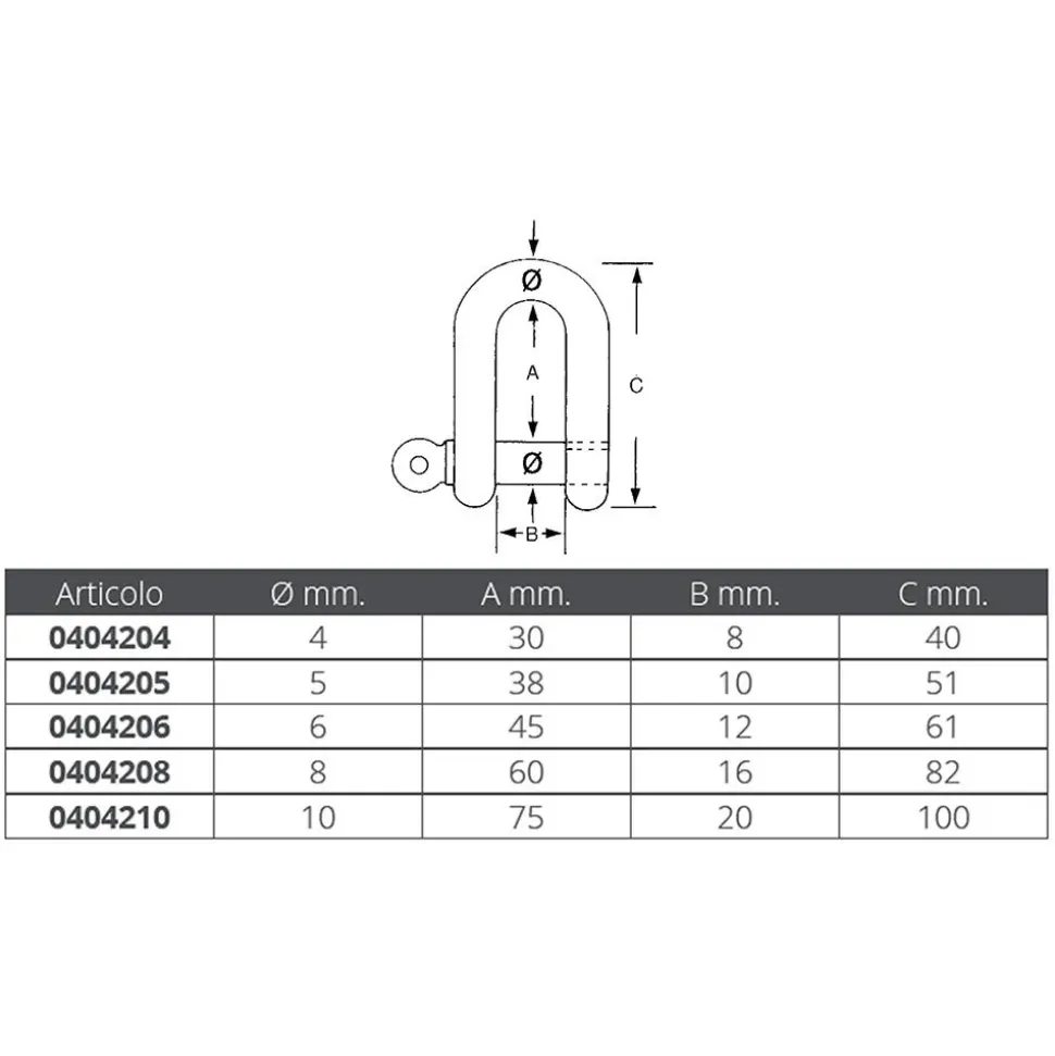 Oem Marine D Long Shackle Acero inoxidable