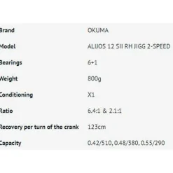 Okuma Carrete de jigging Alijos 2 Speed AJ-12SII