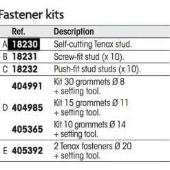 Plastimo Kit de cierre con sujetadores Tenex de autocorte