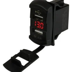 Sea-dog Line Voltímetro estilo interruptor basculante USB doble con pantalla oculta