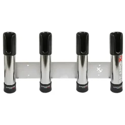 Seanox Soporte para cañas de pescar abierto con 4 varillas y goma negra Acero inoxidable