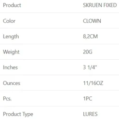 Westin Cucharilla Skruen Fixed 20g 82 mm