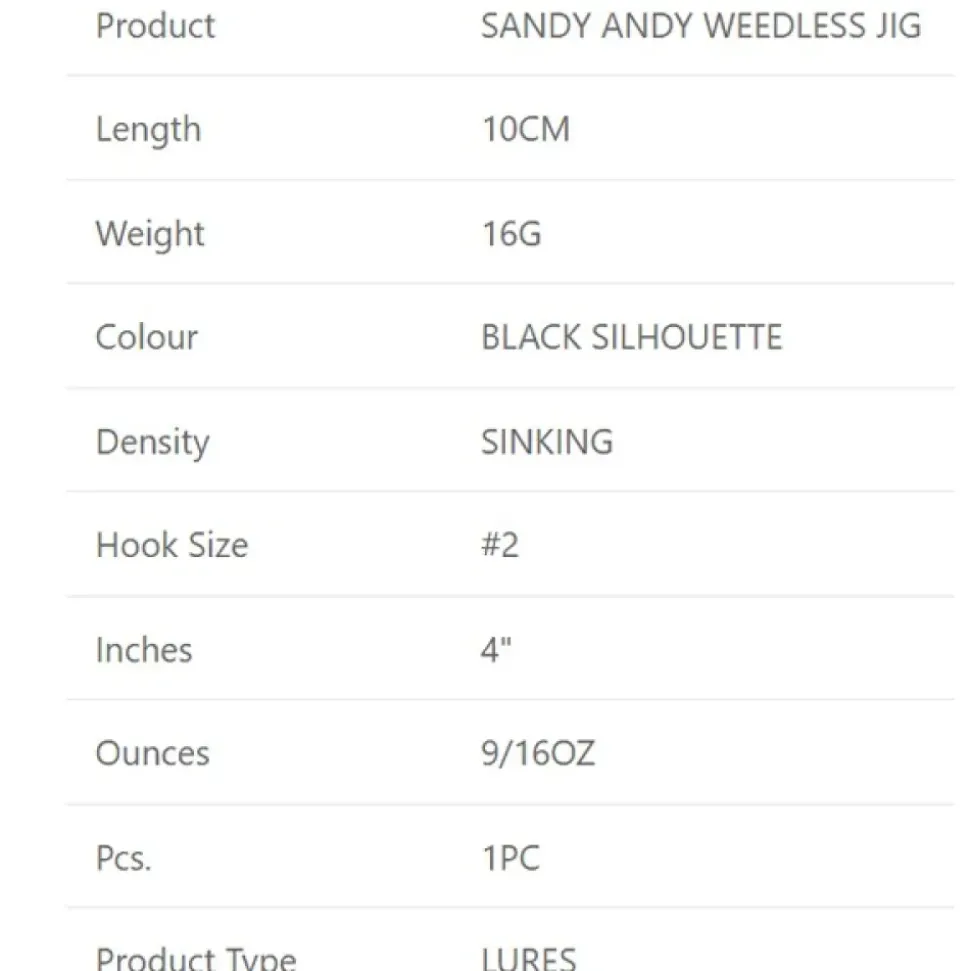 Westin Jig Sandy Andy Weedless Sinking 2 16g 100 mm