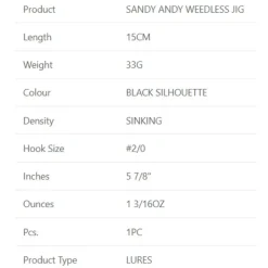 Westin Jig Sandy Andy Weedless Sinking 2/0 33g 150 mm